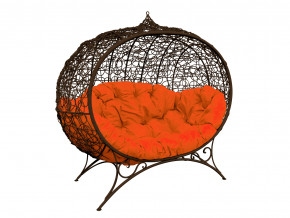 Кокон Улей на ножках с ротангом оранжевая подушка в Снежинске - snezhinsk.magazinmebel.ru | фото