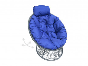 Кресло Папасан мини пружинка с ротангом синяя подушка в Снежинске - snezhinsk.magazinmebel.ru | фото