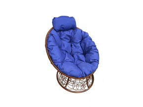 Кресло Папасан мини с ротангом синяя подушка в Снежинске - snezhinsk.magazinmebel.ru | фото