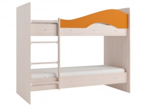Кровать 2-х ярусная Мая на латофлексах млечный дуб, оранжевая в Снежинске - snezhinsk.magazinmebel.ru | фото