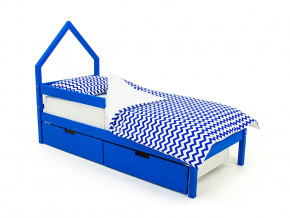 Кровать-домик мини Svogen с ящиками и бортиком синий в Снежинске - snezhinsk.magazinmebel.ru | фото