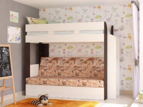 Кровать двухъярусная Карамель 75 венге ткань савана в Снежинске - snezhinsk.magazinmebel.ru | фото - изображение 1