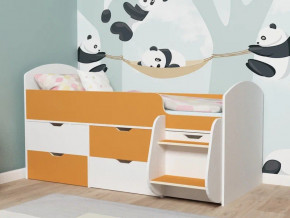 Кровать Малыш-7 белое дерево-оранжевый в Снежинске - snezhinsk.magazinmebel.ru | фото - изображение 1