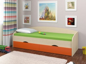 Кровать Соня 2 дуб молочный-оранжевый в Снежинске - snezhinsk.magazinmebel.ru | фото