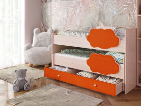 Кровать Соник с ящиком млечный дуб-оранж в Снежинске - snezhinsk.magazinmebel.ru | фото