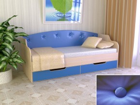 Кровать Юниор Тип 2 дуб молочный/синий 800х1600 в Снежинске - snezhinsk.magazinmebel.ru | фото - изображение 1