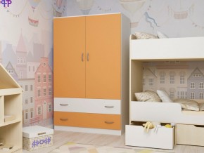 Шкаф двухстворчатый белый-оранж в Снежинске - snezhinsk.magazinmebel.ru | фото
